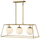 Hinkley Jonas Three Light Linear, Heritage Brass