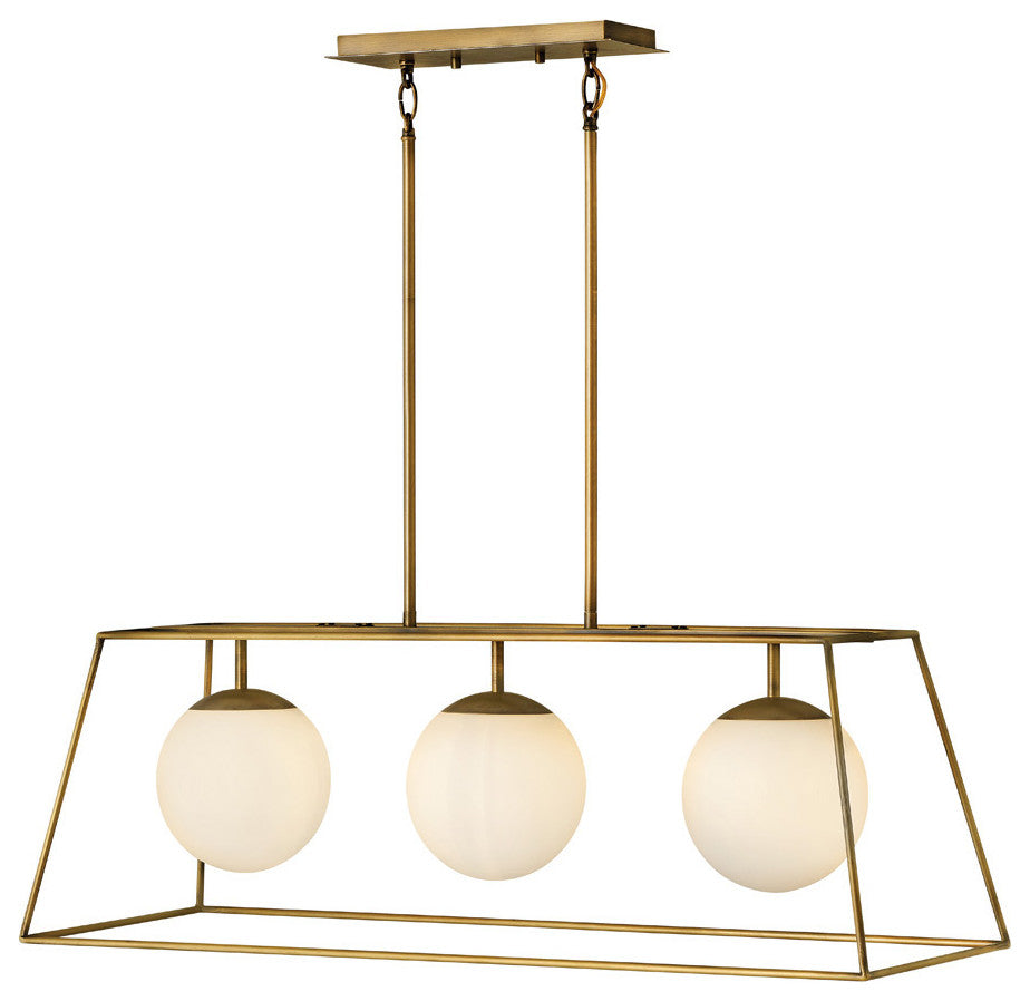 Hinkley Jonas Three Light Linear, Heritage Brass