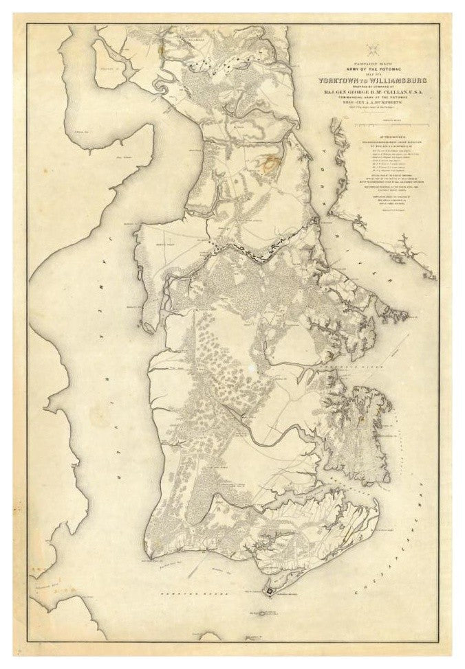 "Civil War - Yorktown To Williamsburg, 1862" Print by Henry L. Abbot, 22"x32"