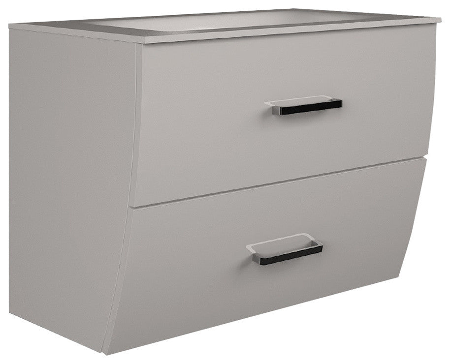 Wave Bathroom Vanity Gloss and Matte Sink Console, White, 32", Without Mirror