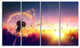 Dandelion at Sunset Freedom to Wish, Abstract Wall Art Canvas, 48"x28", 4 Panels