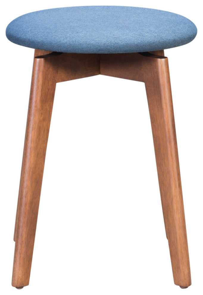 Billy Stool, Set of 2 Walnut & Blue