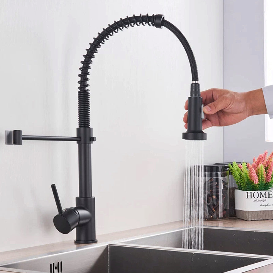 Solid Brass Pull Out Spring Spout Kitchen Faucet