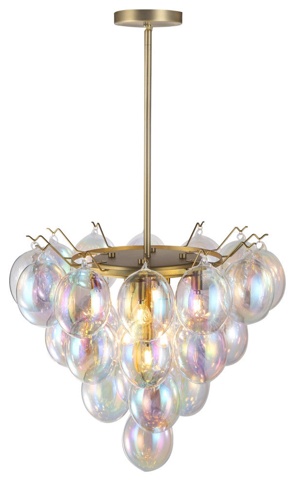 Globo - Chandelier - 9-Light - Iridescent Glass/Brass