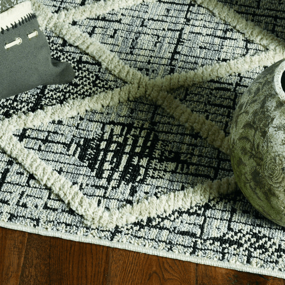 105 X 156 Charcoal Polyester Rug