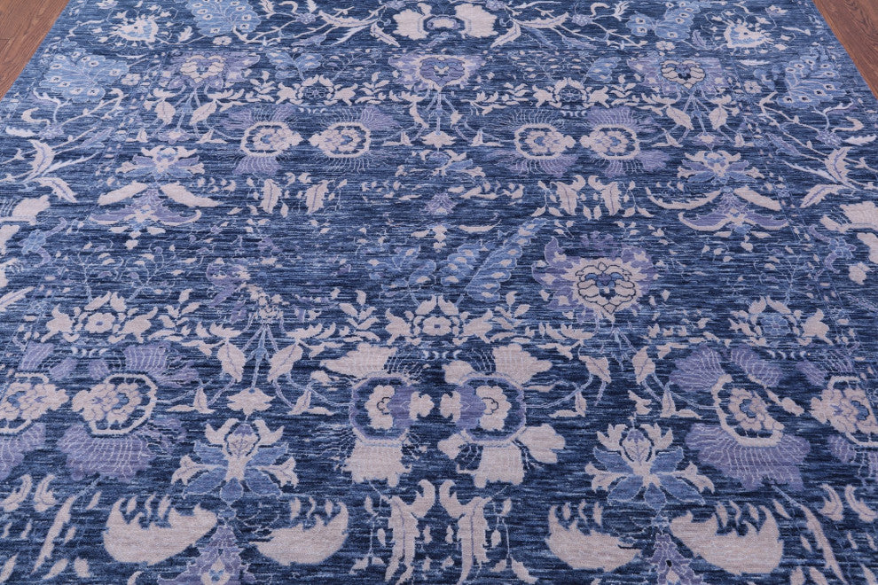 9' Square Modern Handmade Wool Rug Q11888
