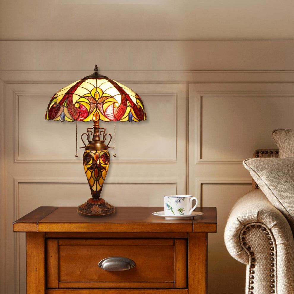 ChloeLighting Adia Victorian-Style Dark Bronze 3 Light Double Lit Table Lamp 16"