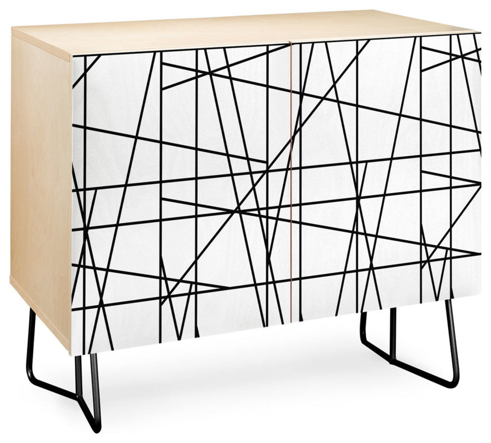 Deny Designs Architecture Credenza, Birch, Black Steel Legs