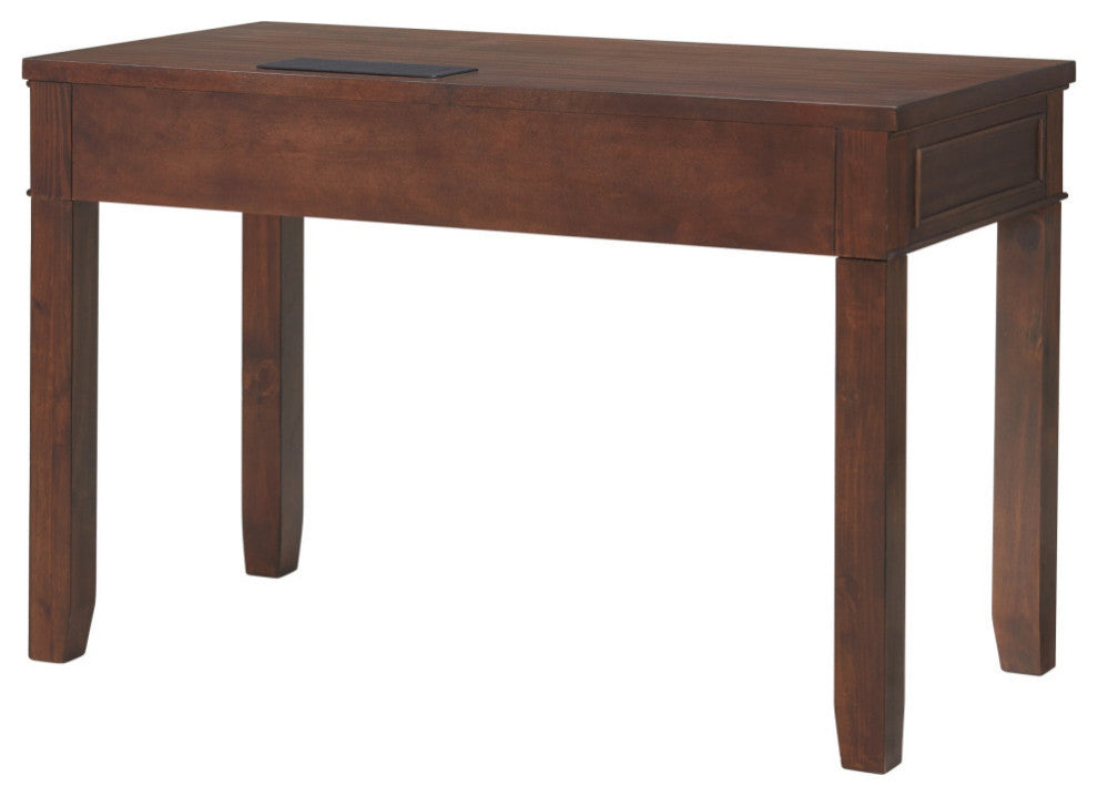 Eloise 48 Inch Office Writing Desk, Fingerprint Lock Drawer, USB Port Brown