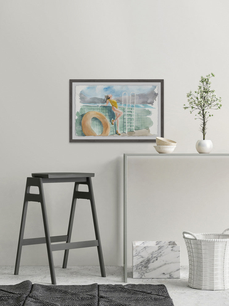 "Mustard Swimsuit" Framed Painting Print, 36"x24"