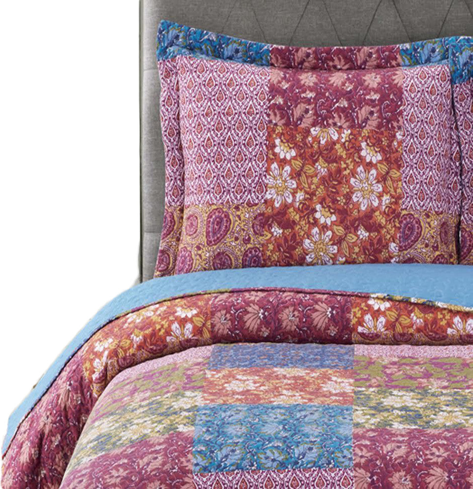 Kenzy Printed Microfiber Coverlet Set, Full/Queen