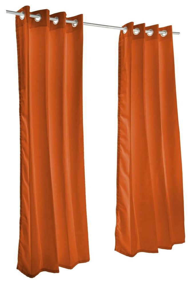 Canvas Rust Sunbrella Outdoor Curtain With Grommets, 96"hx50"w