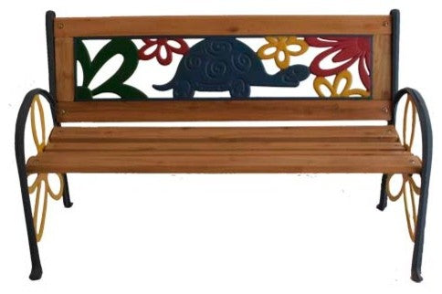 Tortoise Junior Park Bench, Cast Iron Kids Park Bench With Resin Back