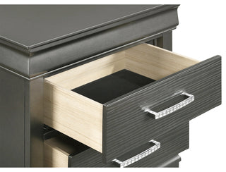 2-Drawers Wooden Nightstand With Bar Pull Handles, Dark Gray