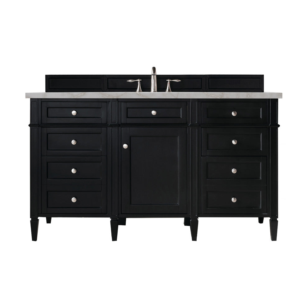Brittany 60" Single Vanity, Black Onyx, Victorian Silver Quartz