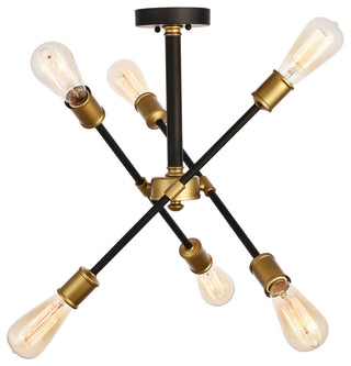 Axel 6 Light Semi-Flush Mount in Black & Brass