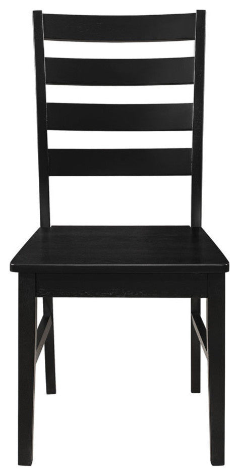 Wood Ladder Back Dining Chairs, Set of 2, Black