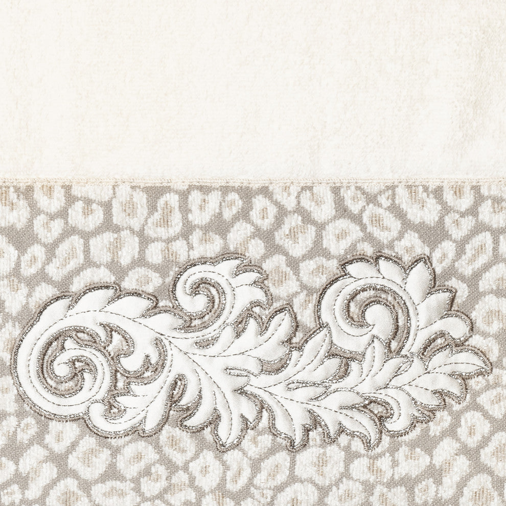 Linum Home Textiles Turkish Cotton April 3-Piece Embellished Towel Set, Cream