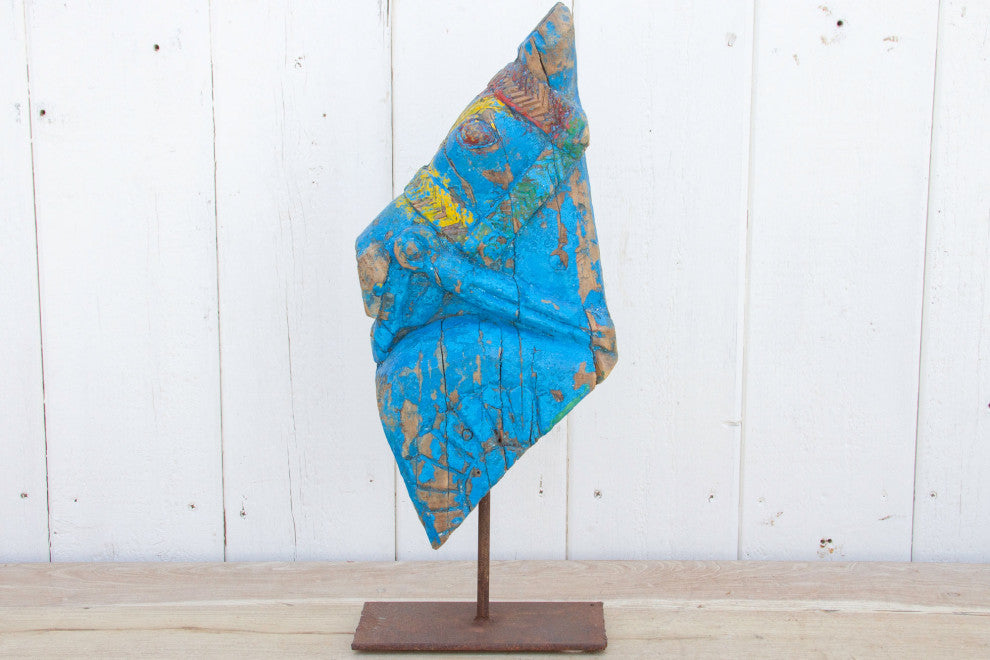 Antique Jodhpur Blue Horse Bust