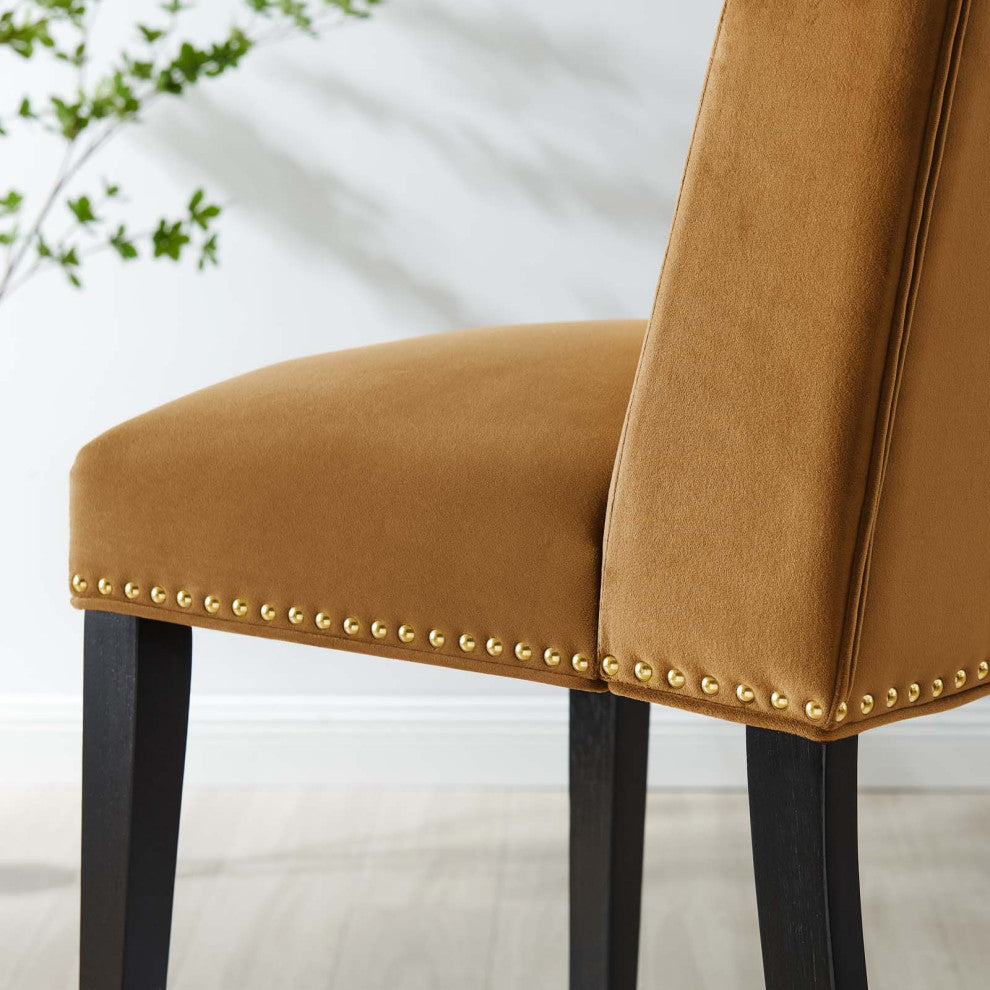 Baron Performance Velvet Dining Chairs, Set of 2, Cognac