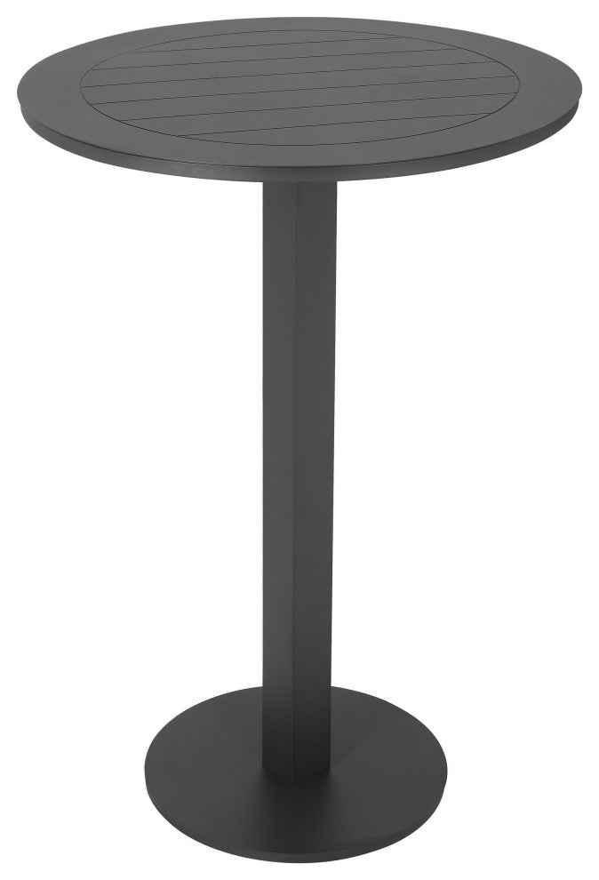 Benzara BM287741 Keli 43" Outdoor Bar Table, Smooth Gray Aluminum