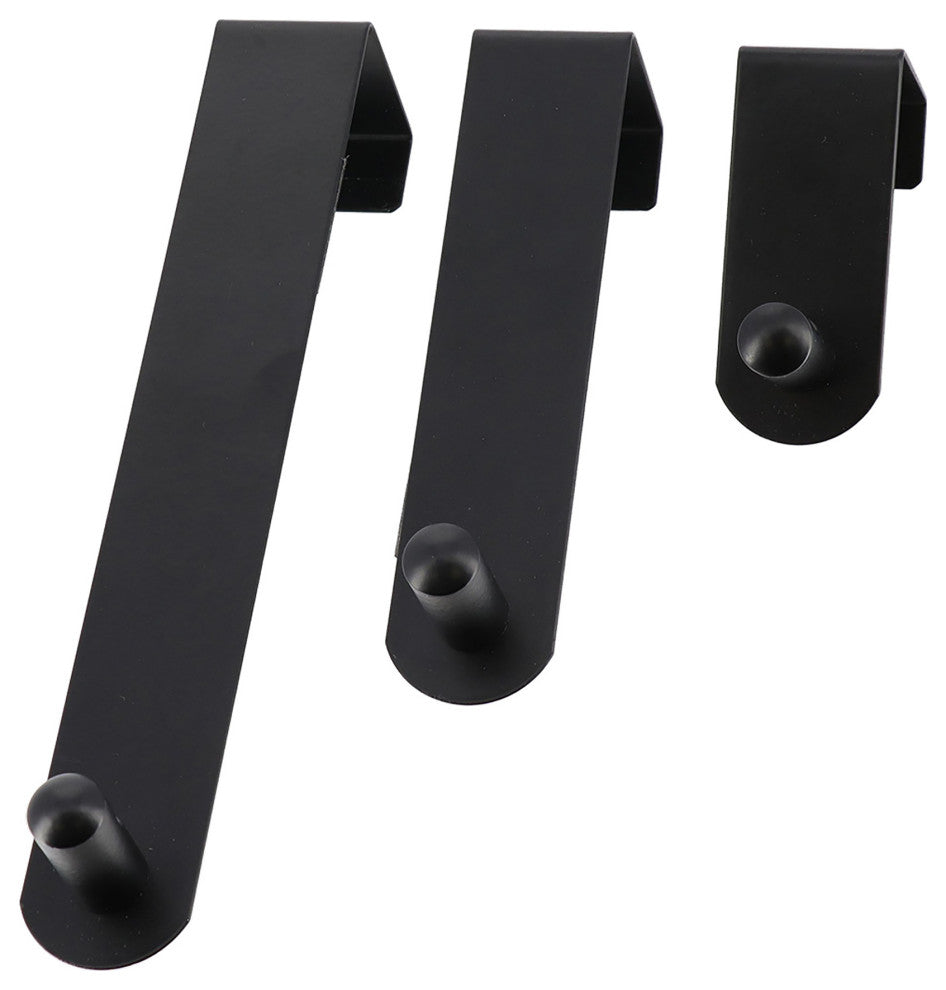 Over The Door Hooks - 3-Piece Door Hanger Set for Clothing and Accessories, Black