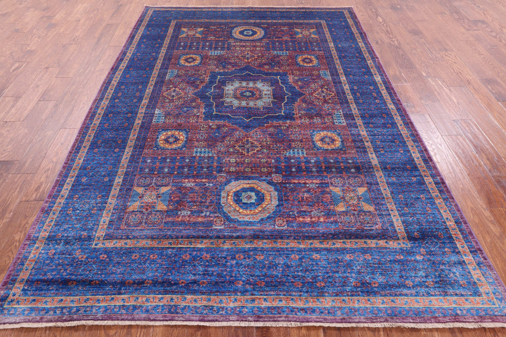 6' 8" X 9' 9" Mamluk Geometric Hand-Knotted Wool Rug - Q12237