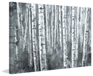 "Dusky Tree Trunk Forest" Painting Print on Wrapped Canvas, 45"x30"