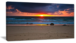 "Dramatic Colorful Sky Over Beach" Seashore Wall Art, 40"x20"