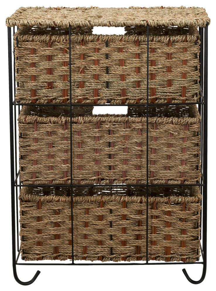 3 Drawer Wicker Storage Unit