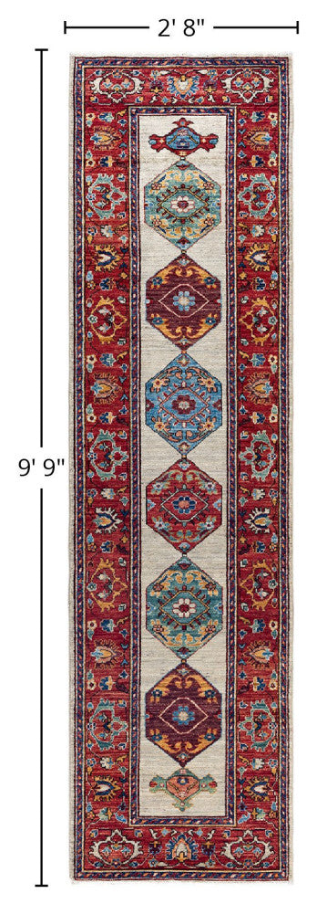 Tribal One-of-a-Kind Hand-Knotted Area Rug Beige, 2' 8" x 9' 9"