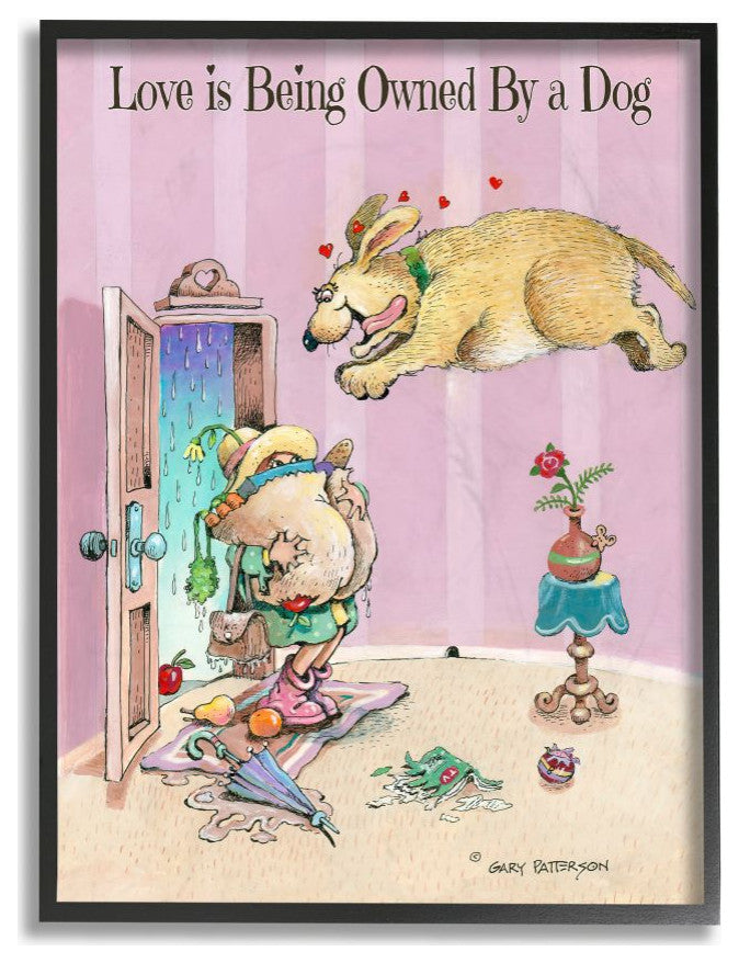 Stupell Industries Love Is Being Owned By A Dog Cartoon Pet Design, 16"x20"