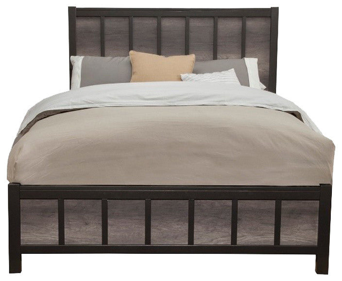 Standard King Size Panel Bed In Wood Black And Gray