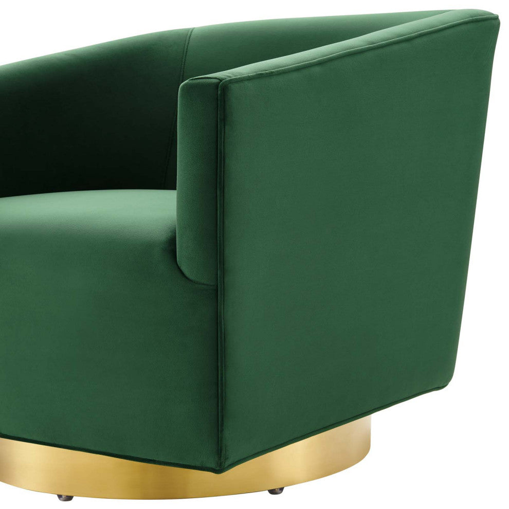 Armchair Accent Swivel Chair, Velvet, Gold Green, Modern, Lounge Hospitality