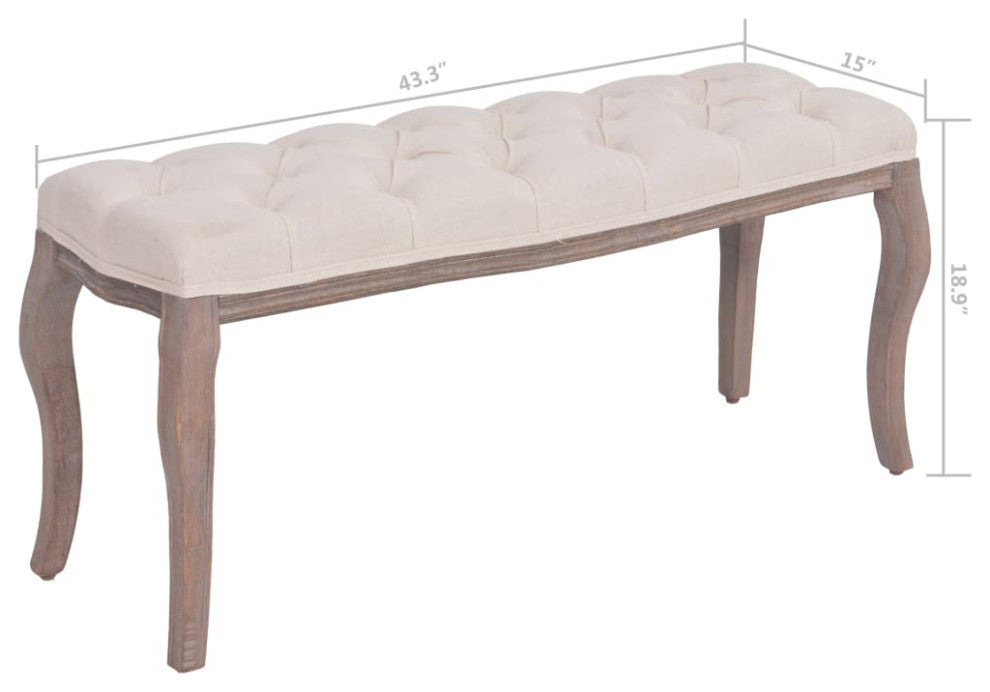 vidaXL Entryway Bench Dining Bench for Bedroom Fabric Solid Wood Cream White