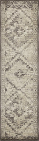2"x8" Gray Beige Distressed Diamond Runner Rug