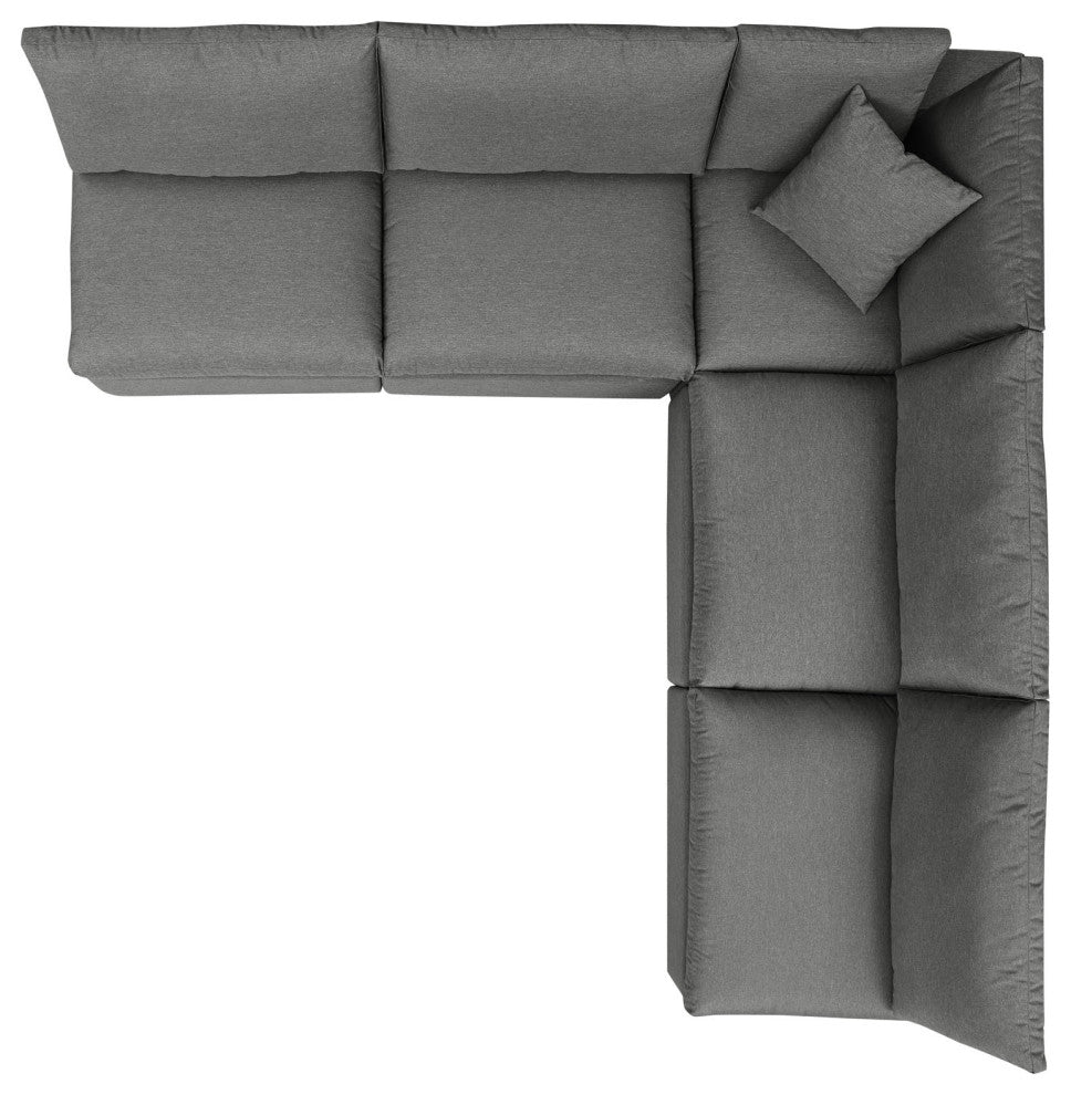 Modular Lounge Sectional Deep Sofa Set, Charcoal Gray, Modern, Outdoor