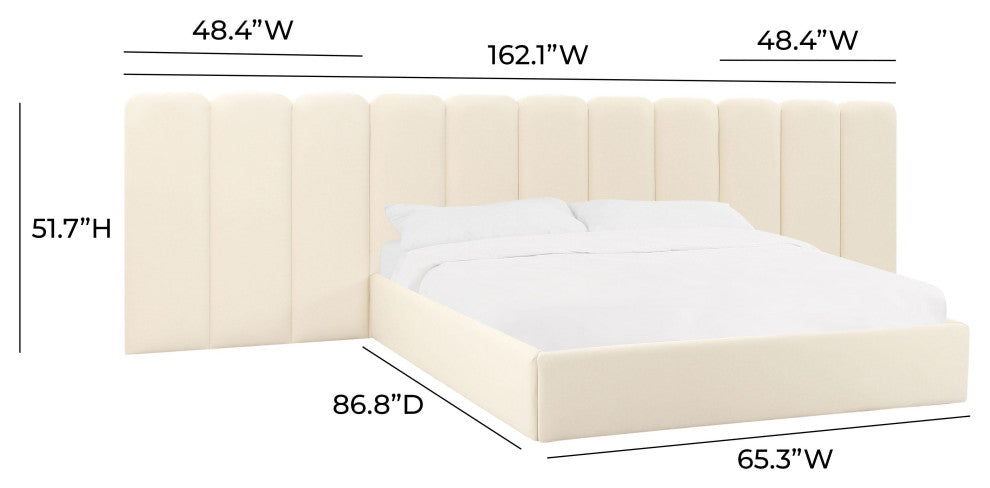 Palani Cream Velvet Wings - Queen or King (Set of 2) - Cream