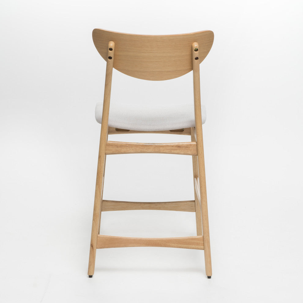 GDF Studio Molle Mid-Century Design Counter Stools, Beige/Oak, Set of 2