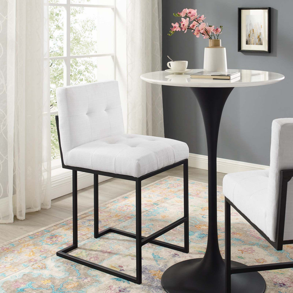 Counter Stool Chair, Fabric, Metal, Black White, Bar Pub Cafe Bistro Restaurant