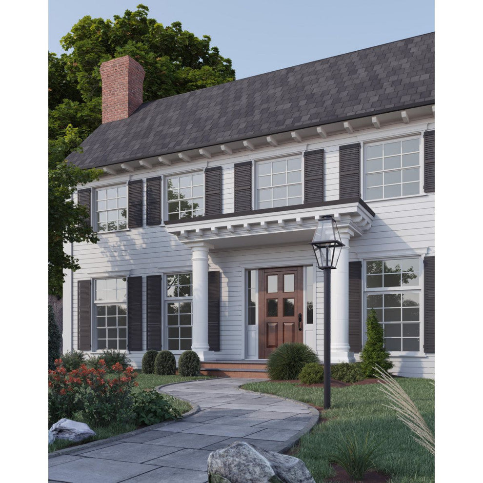 Bradshaw Collection 1-Light Textured Black Clear Glass Outdoor Post Lantern