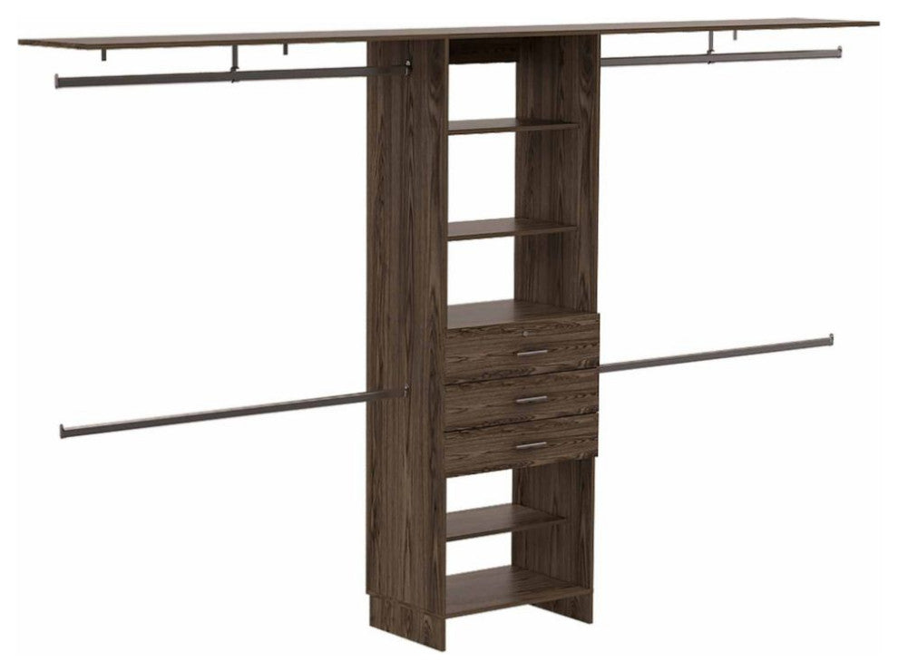 Closet System Pittsburg, Bedroom, Dark Walnut