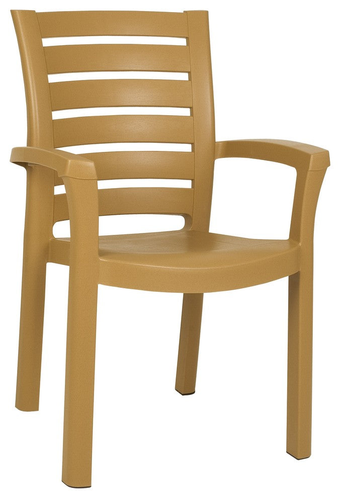 Compamia Marina Resin Dining Arm Chair Teak Brown, Set of 2