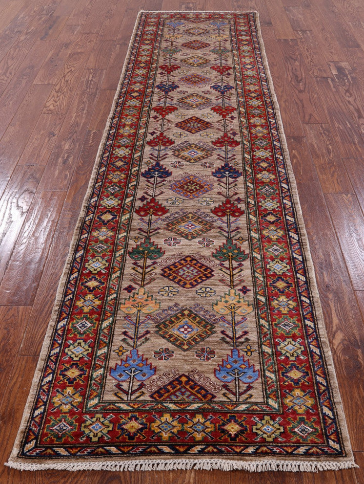 Runner Super Kazak Handmade Wool Rug 2' 9" X 10' Q7702