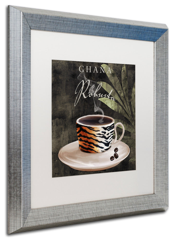 Color Bakery 'Afrikan Coffee IV' Art, Silver Frame, White Matte, 16"x16"