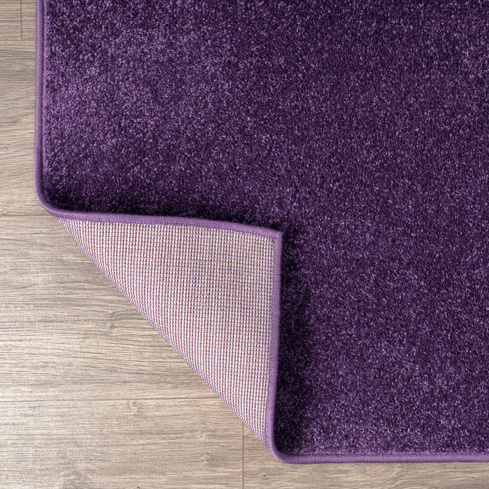 Haze Solid Low-Pile Runner Rug, Purple, 5' Round