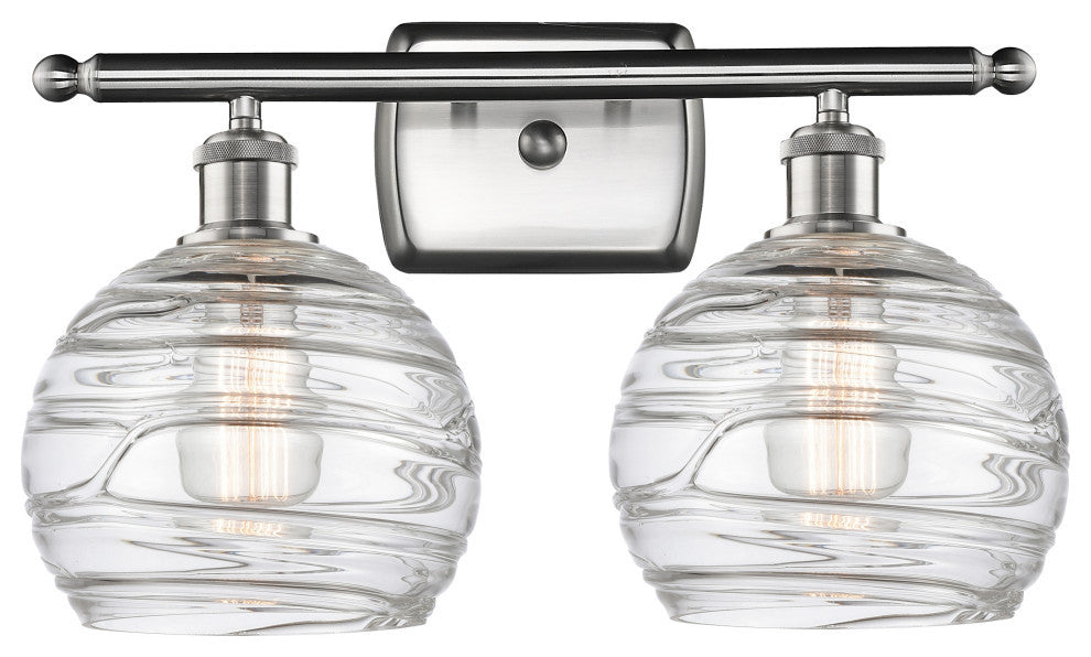 Deco Swirl Bath Vanity Light, Brushed Satin Nickel, Clear