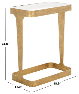 Safavieh Couture Viktor Metal Accent Table, Brass/Clear