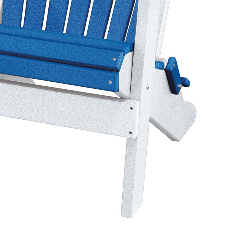 Traditional Adirondack Chair, Folding Design With Contoured Seat, Blue/White