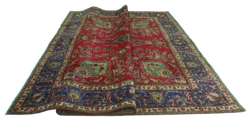 Fine Vintage Distressed Francely Magenta/Navy Rug, 9'9x13'0